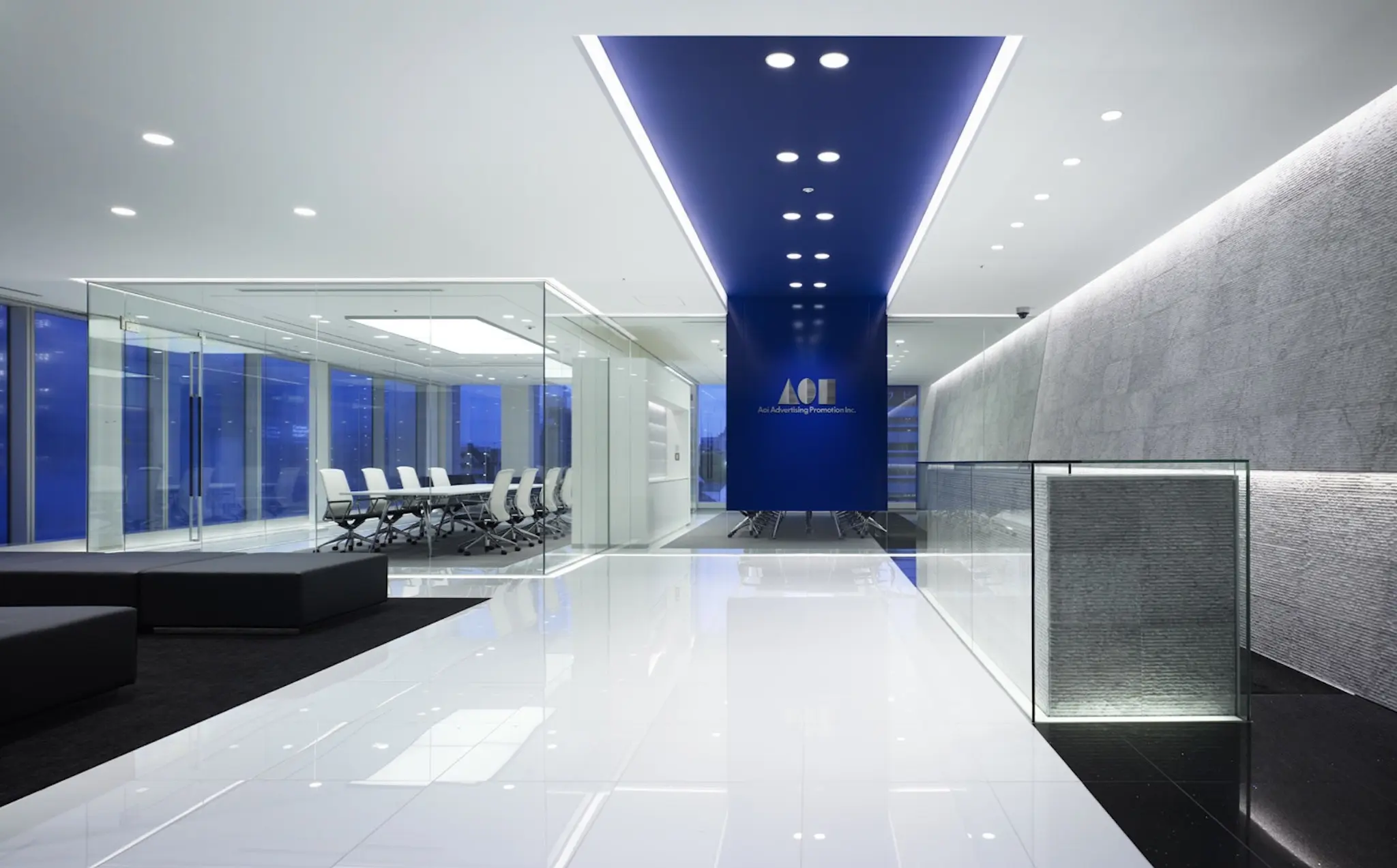 Contemporary commercial office improvement with glass conference rooms
