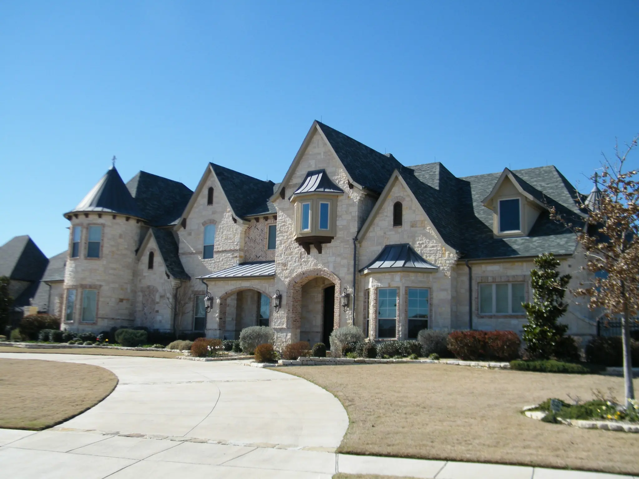 Completed custom stone residence