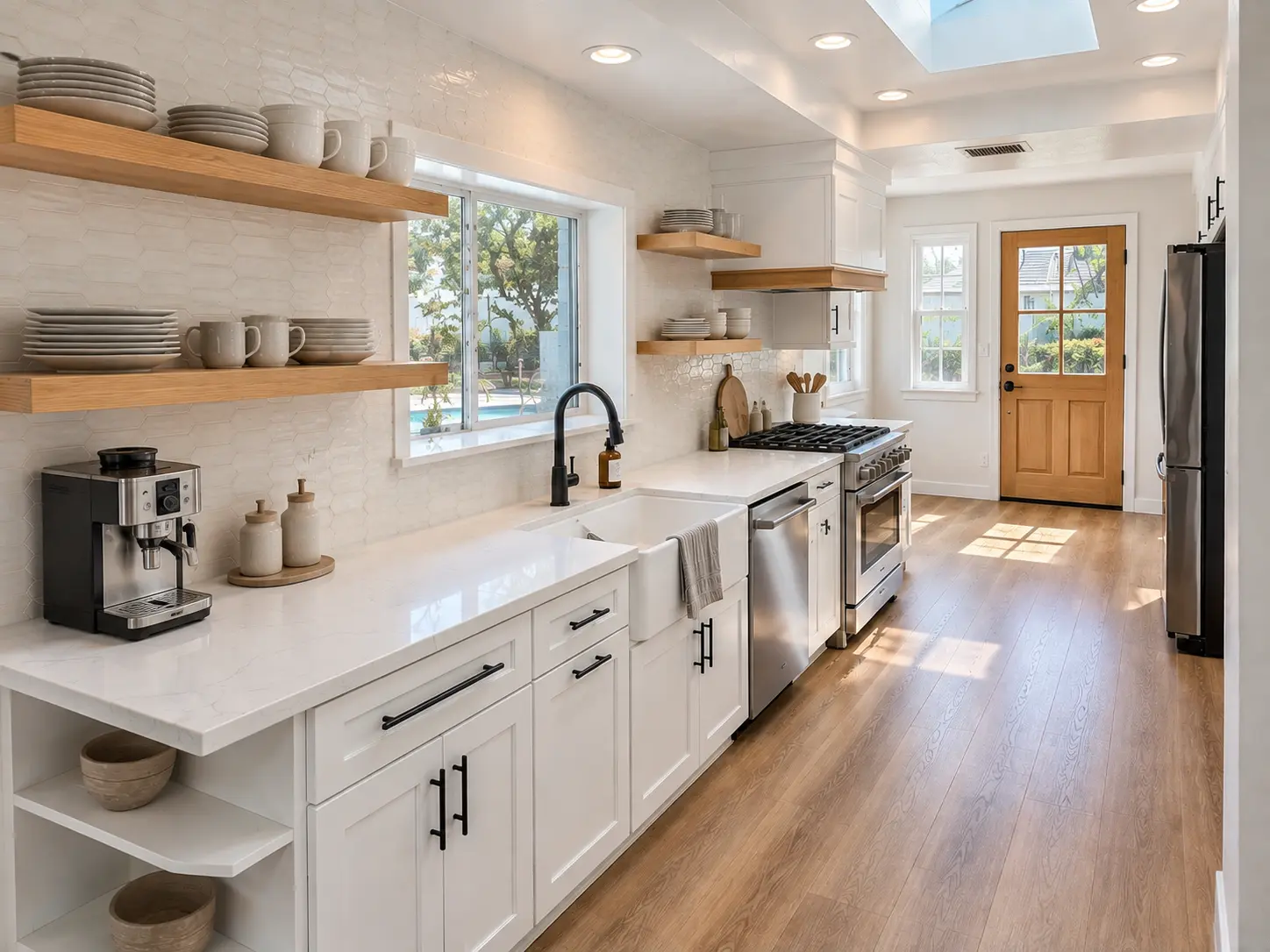Tailored white kitchen with custom cabinetry